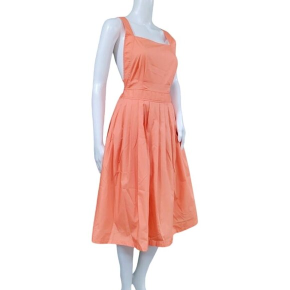 Soolinen Vintage-Inspired Retro 50s Pleated Skirt Adjustable Straps Coral M - Picture 2 of 12